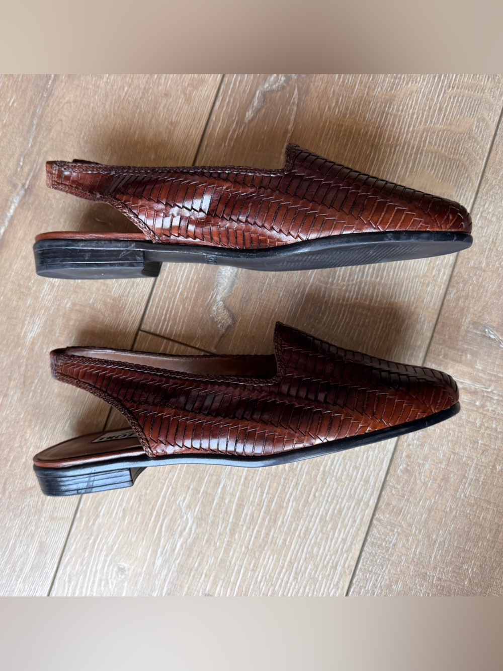 Trotters Brown Woven Leather Slingback Flats - Picture 2 of 5